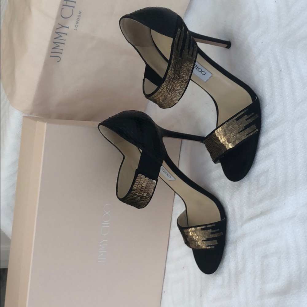Black and Gold sequin Jimmy Choo heels
